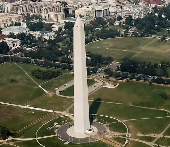 Aerial view of the Washington Monument and the National Mall in Washington, D.C.